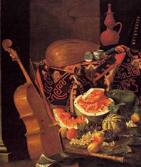 Cristoforo Munari Still-Life with Musical Instruments and Fruit France oil painting art